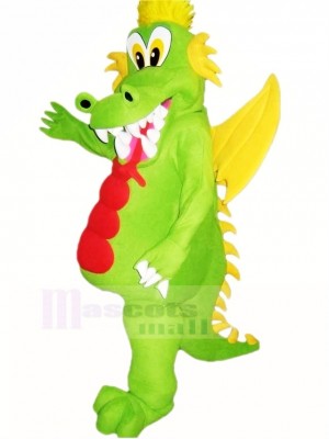 Grün Drachen mit Gelb Flügel Maskottchen Kostüm Karikatur