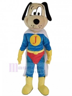 Hellbraunes Muscle Dog Maskottchen Kostüm im Superman Anzug Tier