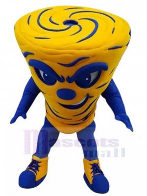 Ruinous Blue and Yellow Typhoon Mascot Costume Tornado