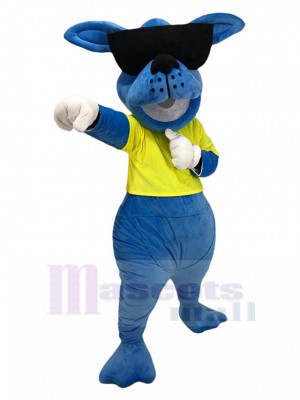Cool Blaues Känguru Maskottchen Kostüm mit Sonnenbrille Tier