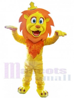 Gelber Löwe Maskottchen-Kostüm Tier mit Krone