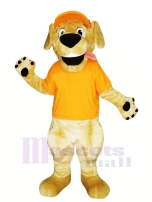 Retriever Hund mit Orange T-Shirt Maskottchen Kostüme Karikatur